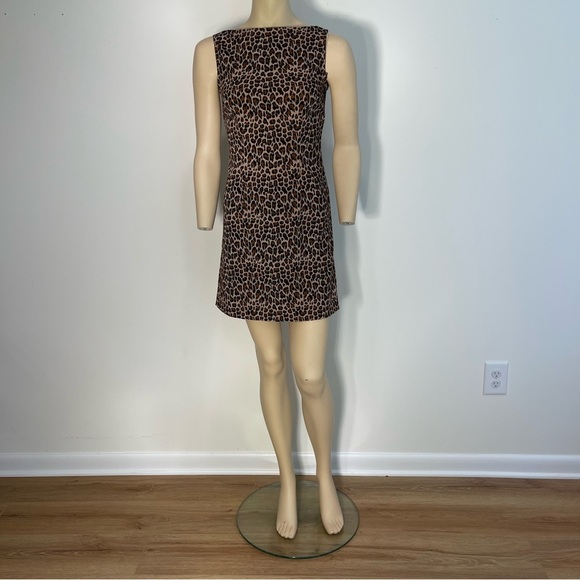 Vintage 90s Splurge Leopard Print Sleeveless Wiggle Dress Women’s Size Small - Picture 2 of 8